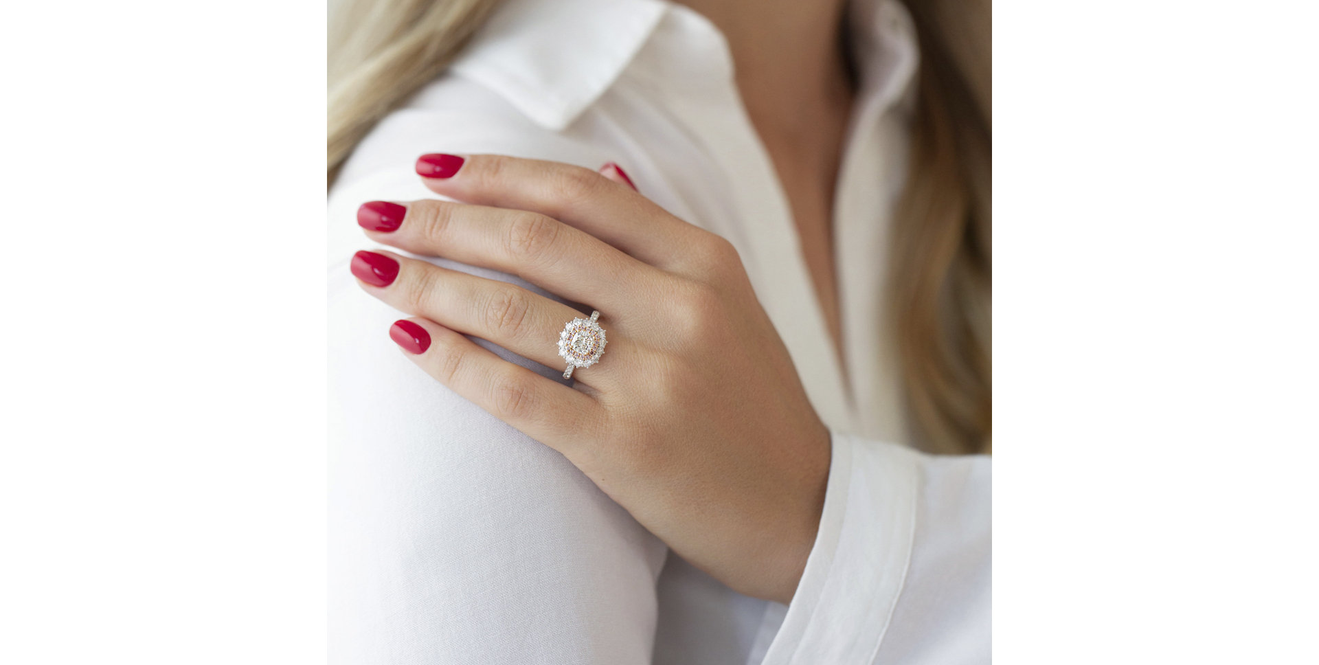 Prsteň s ružovými a bielymi diamantmi Princess