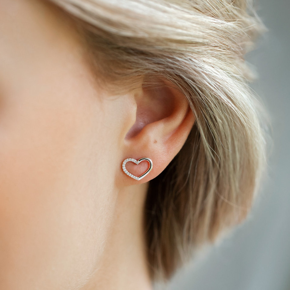 Náušnice s diamantmi Shiny Hearts