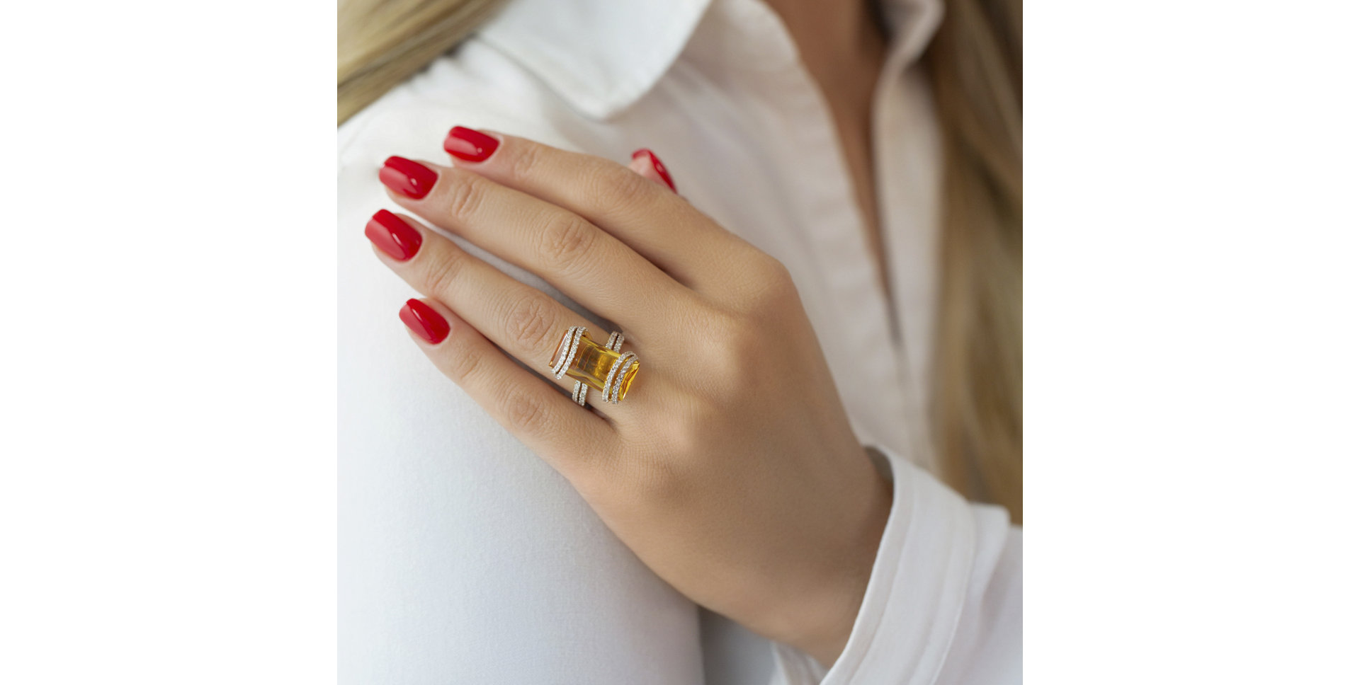 Prsteň s citrínom a diamantmi Sunny Treasure