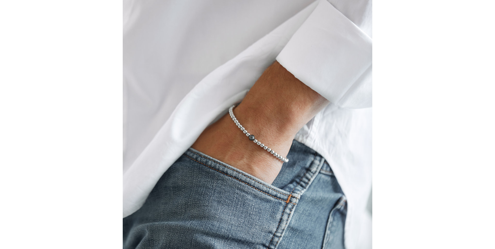 Náramok s čiernymi diamantmi Ball Lover