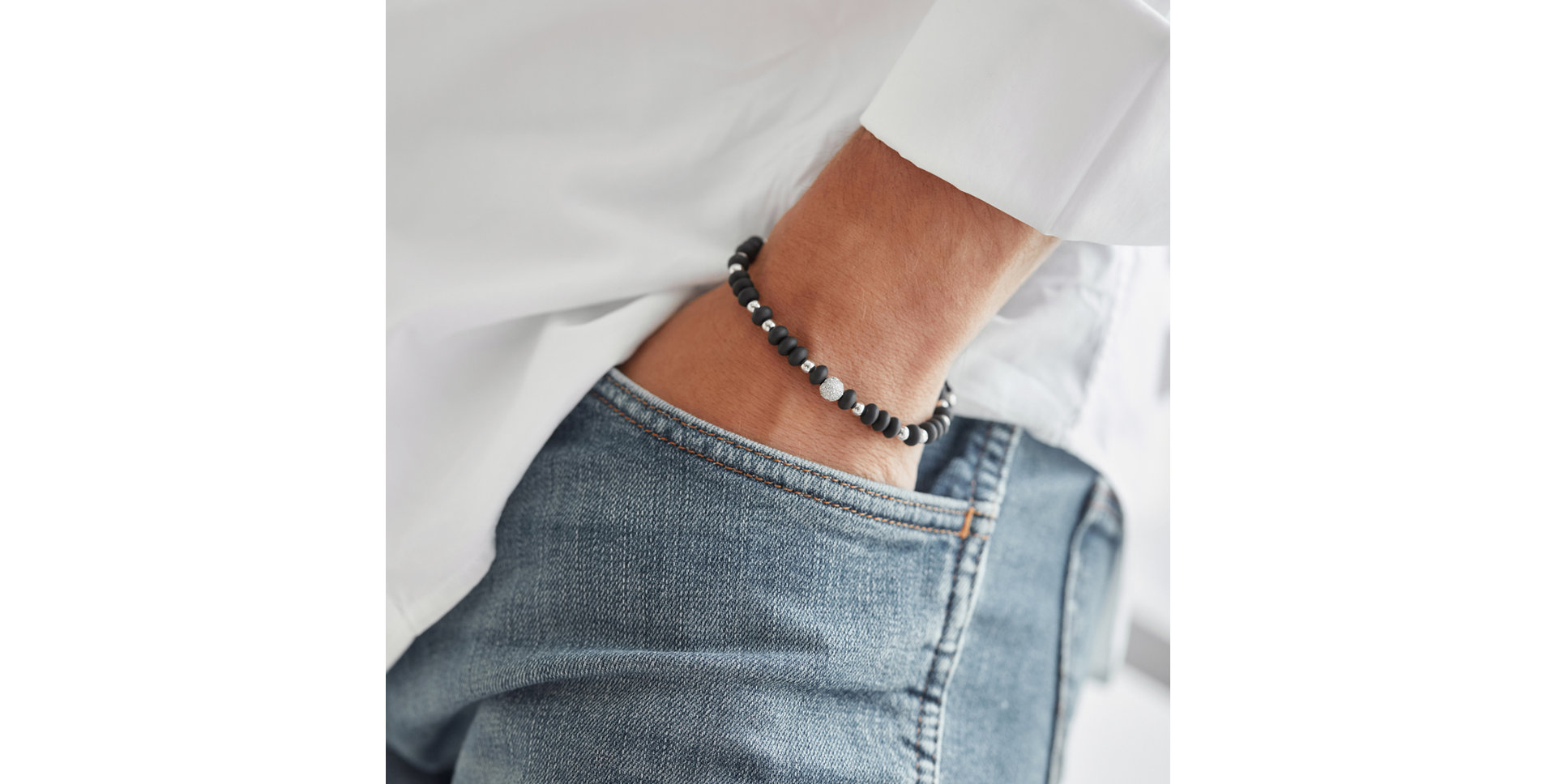 Náramok s diamantmi a onyxmi Mirror Black