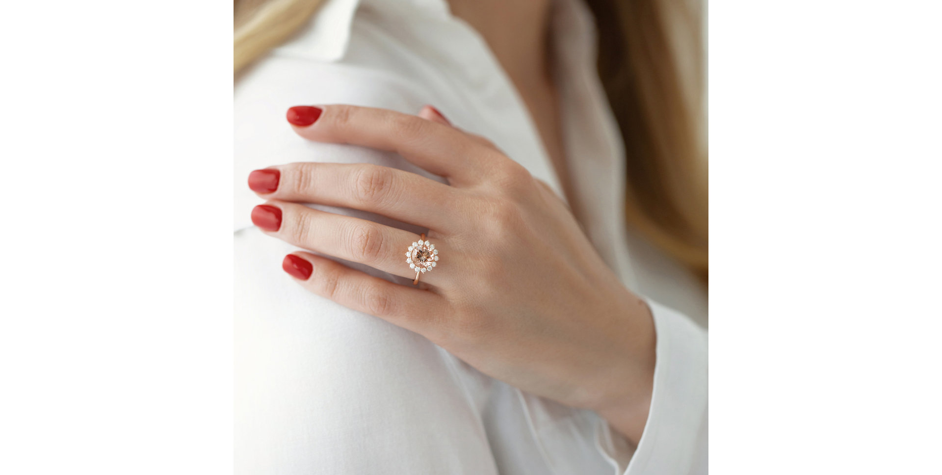 Prsteň s morganitom a diamantmi Stellar Sun