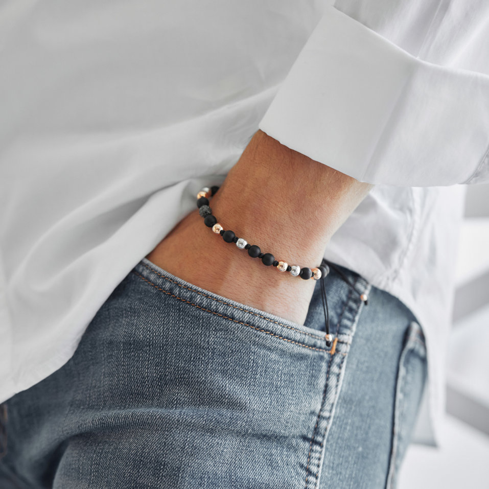 Náramok s achátmi a čiernymi diamantmi Black Mamba