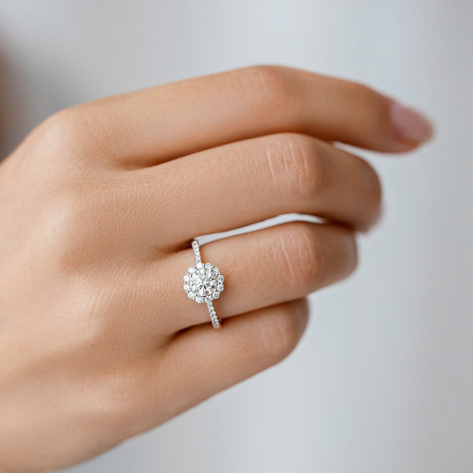 Prsteň s modrým diamantom a bielymi diamantmi Dream Sparkle