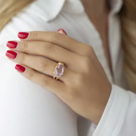Prsteň s ametystom a diamantmi Dannell