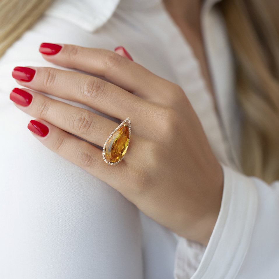 Prsteň s ametystom a diamantmi Kaylynn