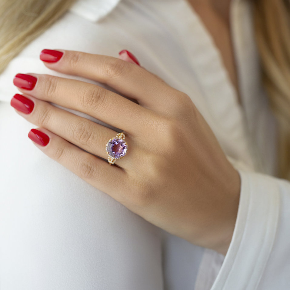 Prsteň s ametystom a diamantmi Ammeline