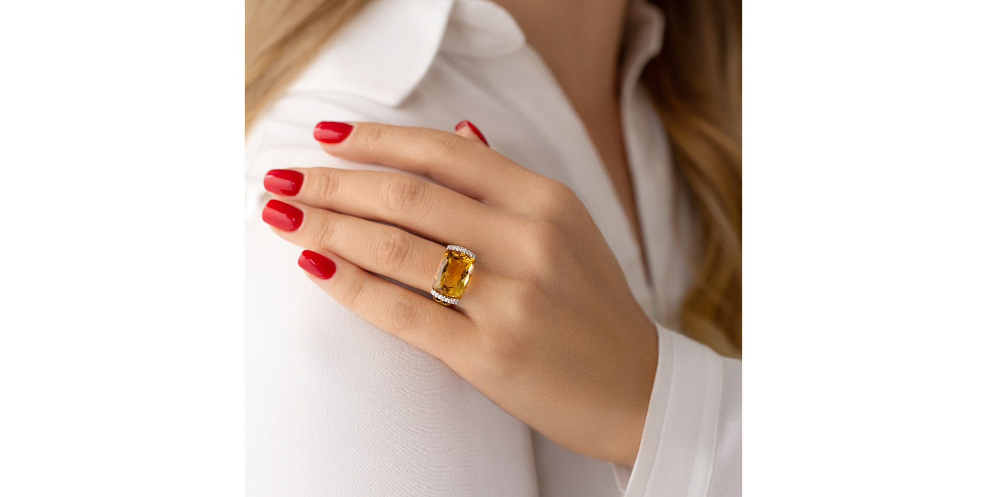 Prsteň s citrínom a diamantmi Cleantha