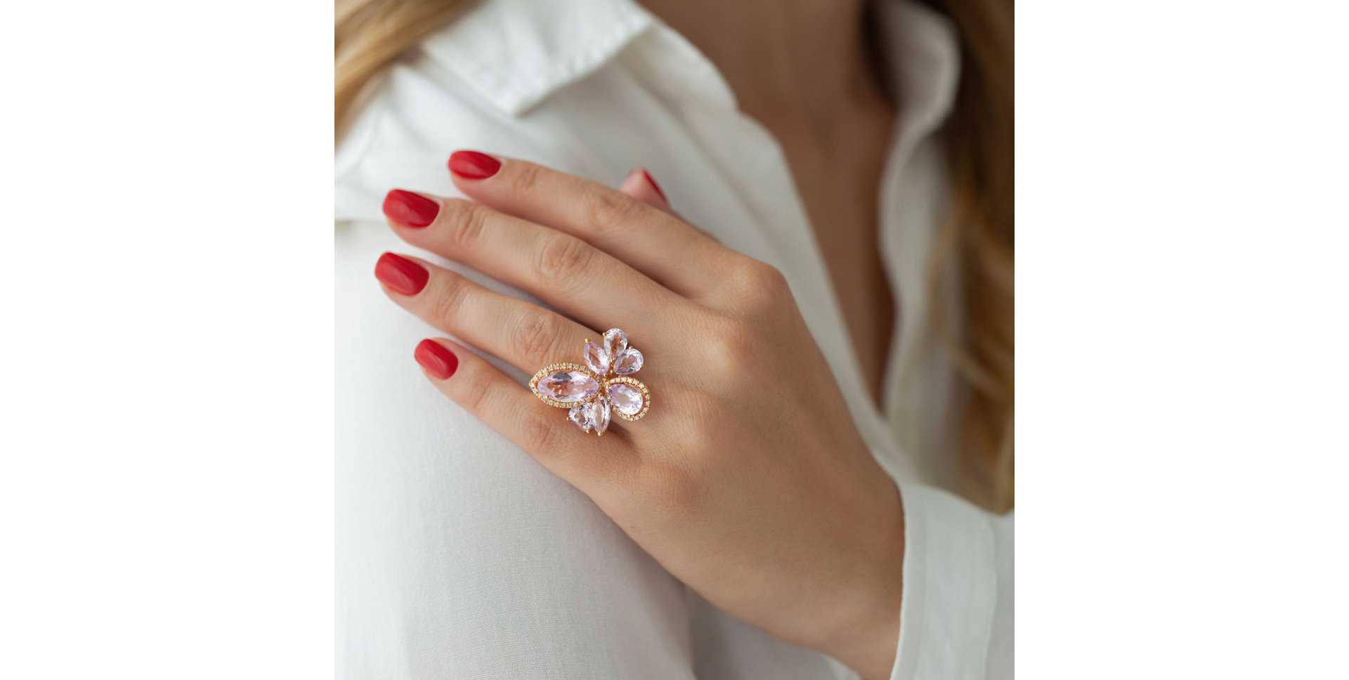 Prsteň s ametystmi a diamantmi Chelsea