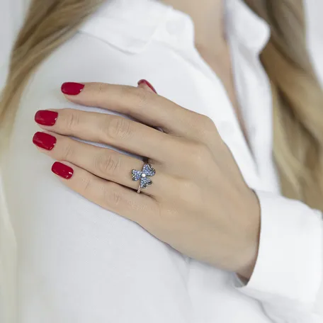 Prsteň s diamantmi a zafírmi Beauty Petals