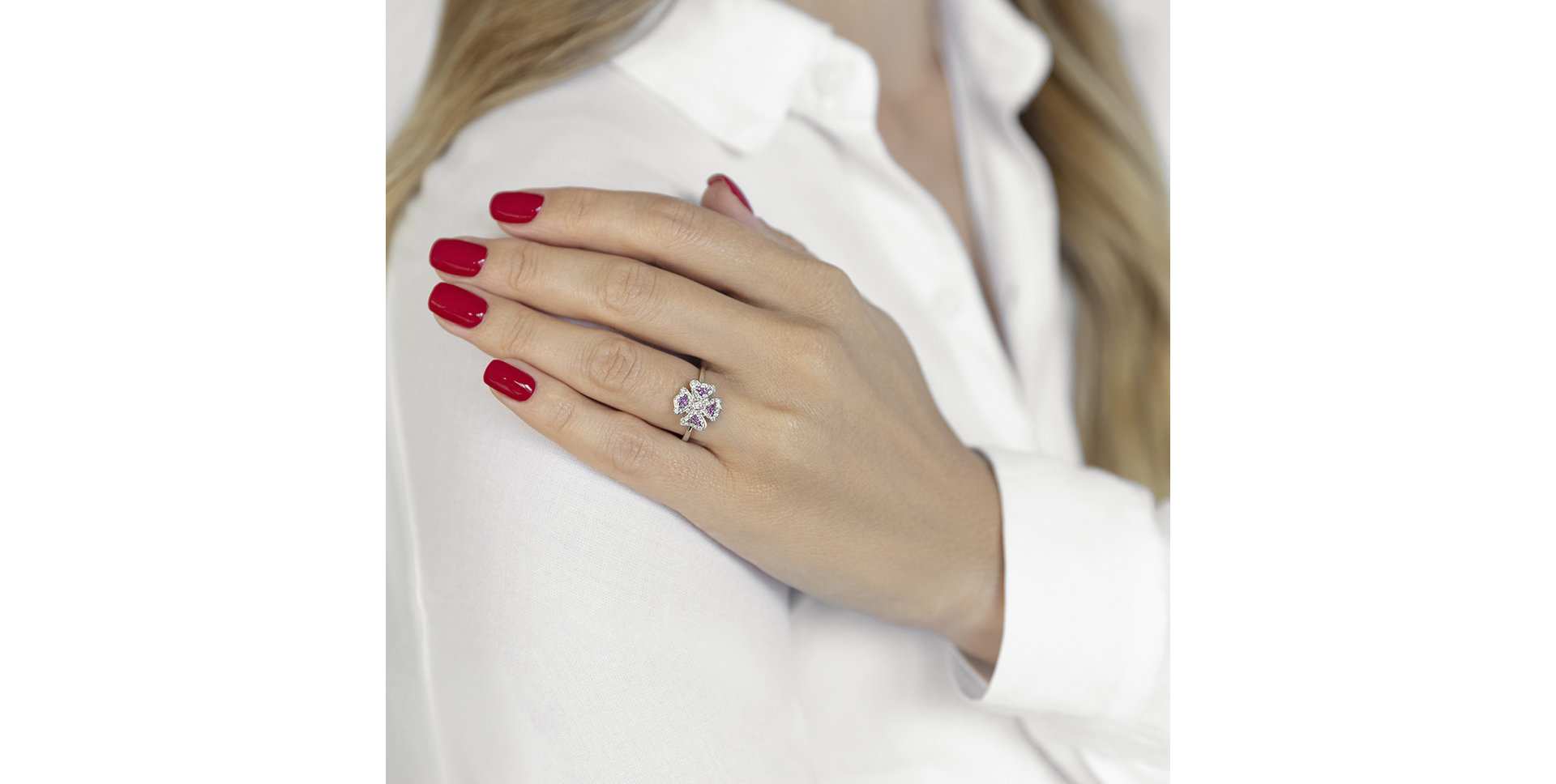 Prsteň s diamantmi a zafírmi Mystic Flower