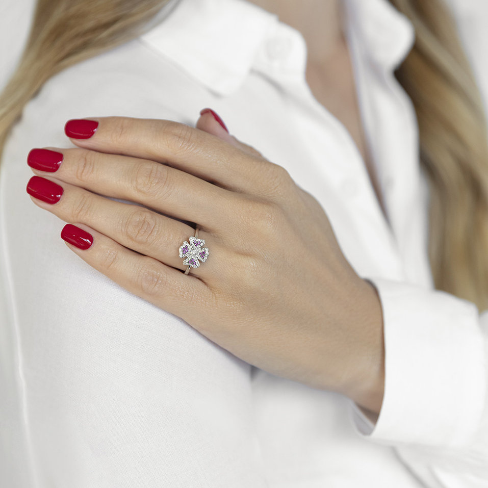 Prsteň s diamantmi a zafírmi Mystic Flower