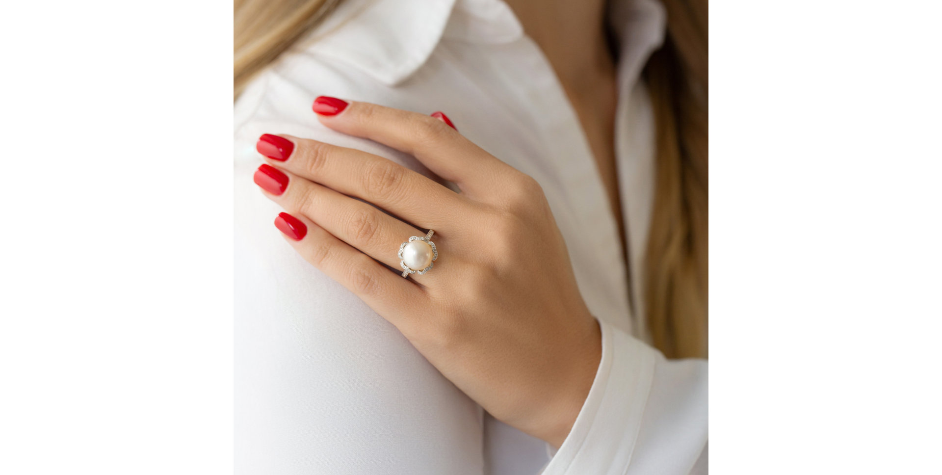 Prsteň s perlou a diamantmi Weddell