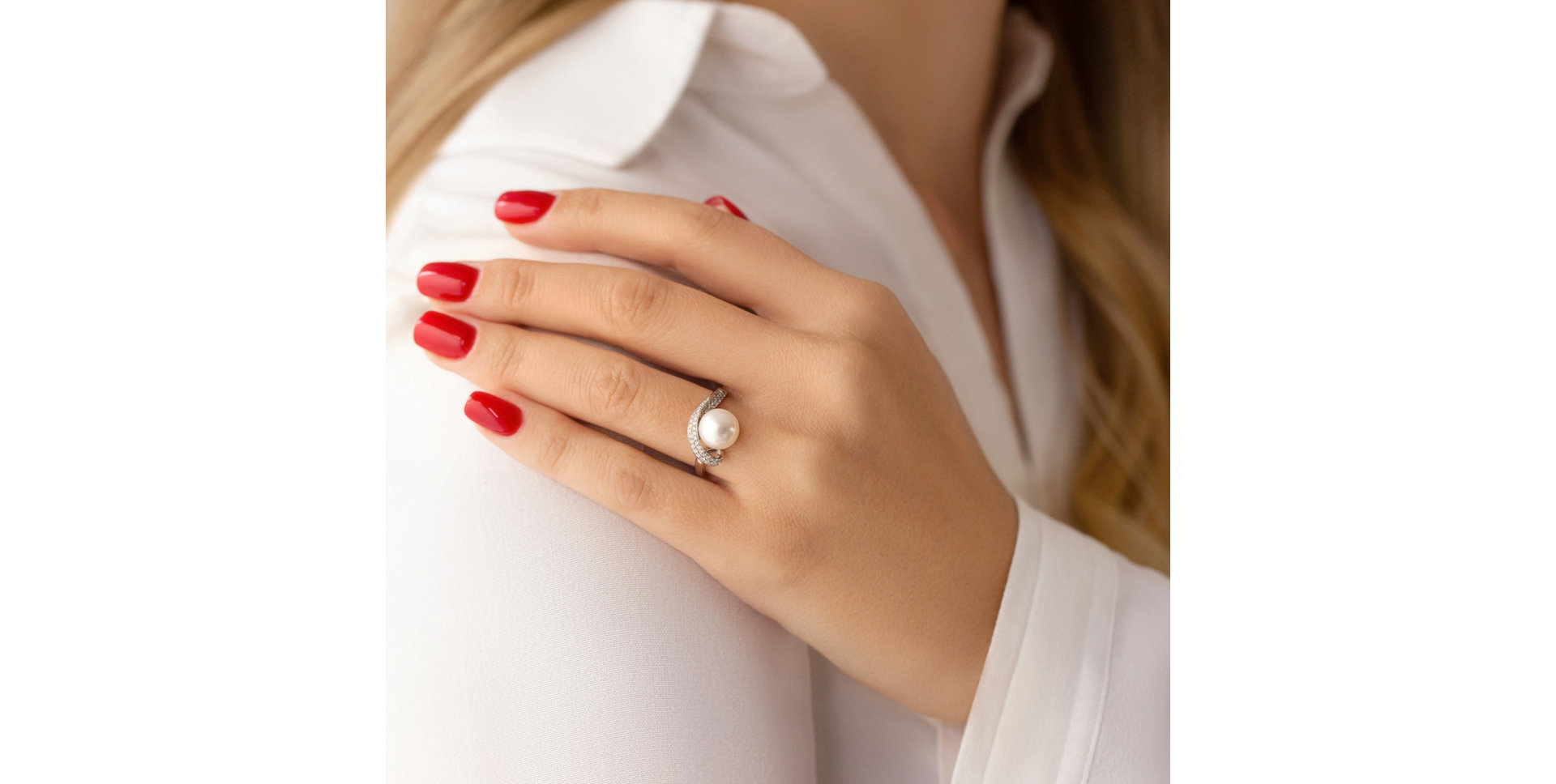 Prsteň s perlou a diamantmi Ocean Desperation