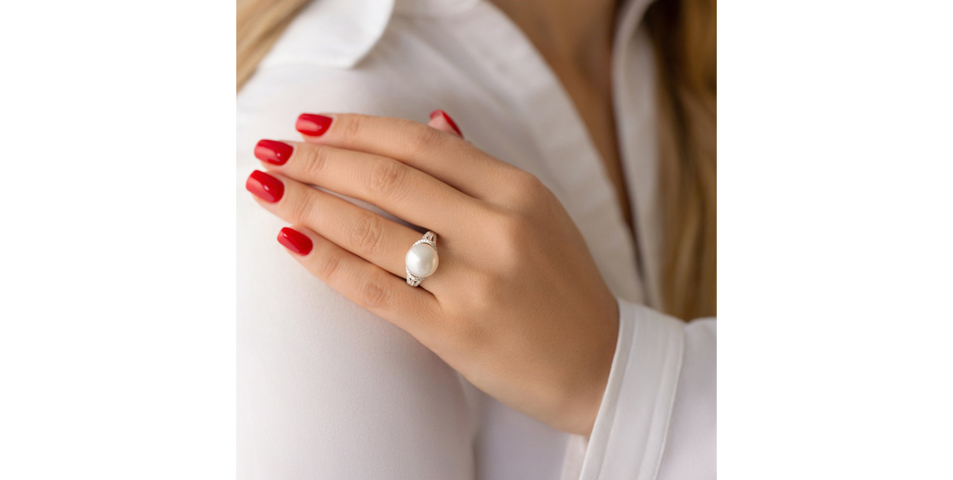 Prsteň s perlou a diamantmi Sublime Reef