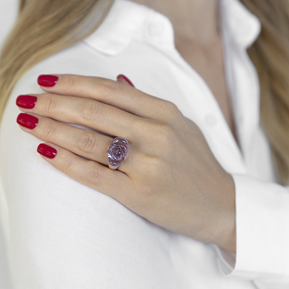 Prsteň s ametystmi a diamantmi Crazzy One