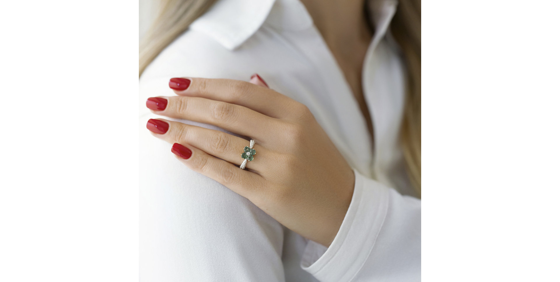 Prsteň s diamantmi a smaragdmi Genoveva