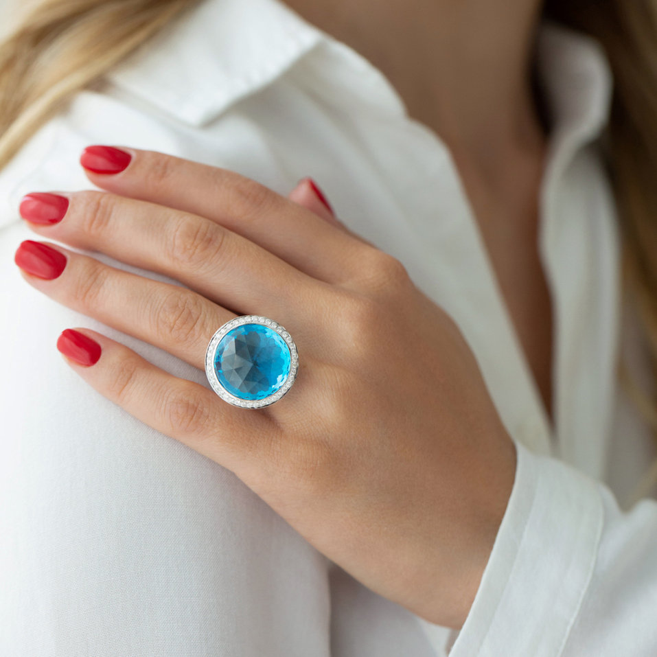 Prsteň s topásom a diamantmi Freccia