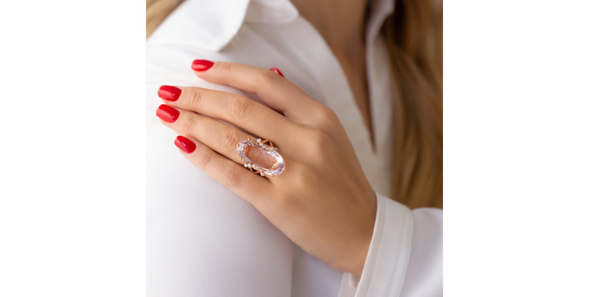 Prsteň s ametystom a diamantmi Nieves