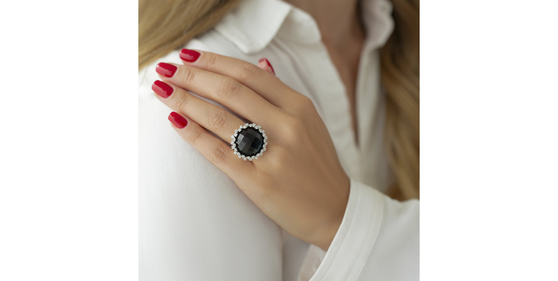 Prsteň s ruženínom a diamantmi Kirie