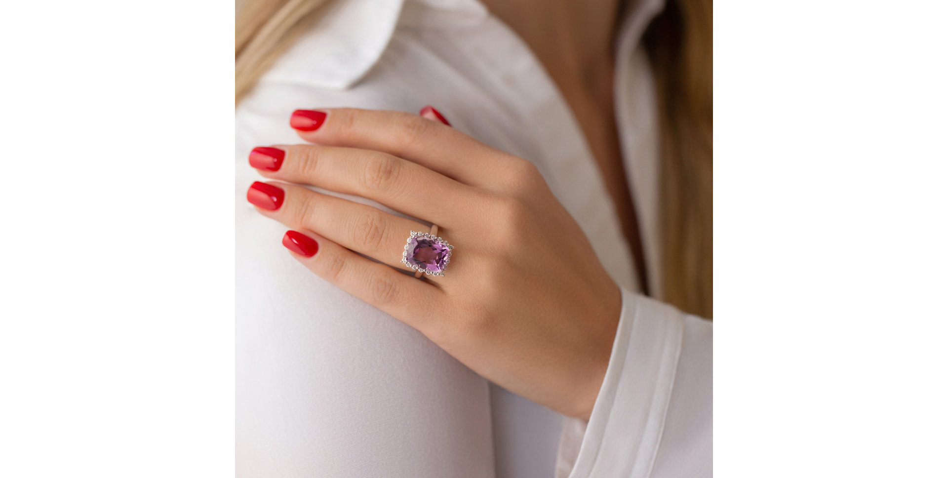 Prsteň s ametystom a diamantmi Justin