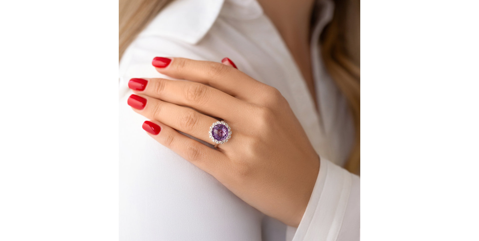 Prsteň s ametystom a diamantmi Pavia