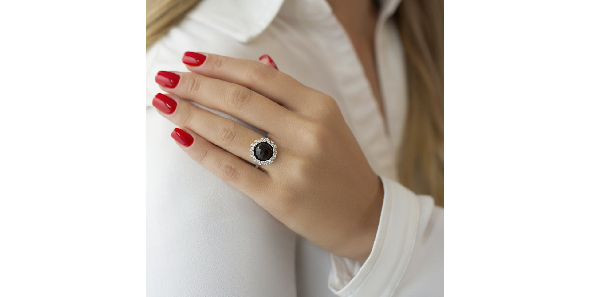 Prsteň s quartzom a diamantmi Pavia