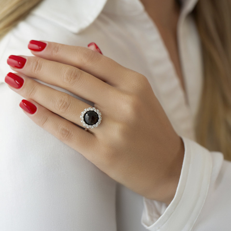 Prsteň s quartzom a diamantmi Pavia