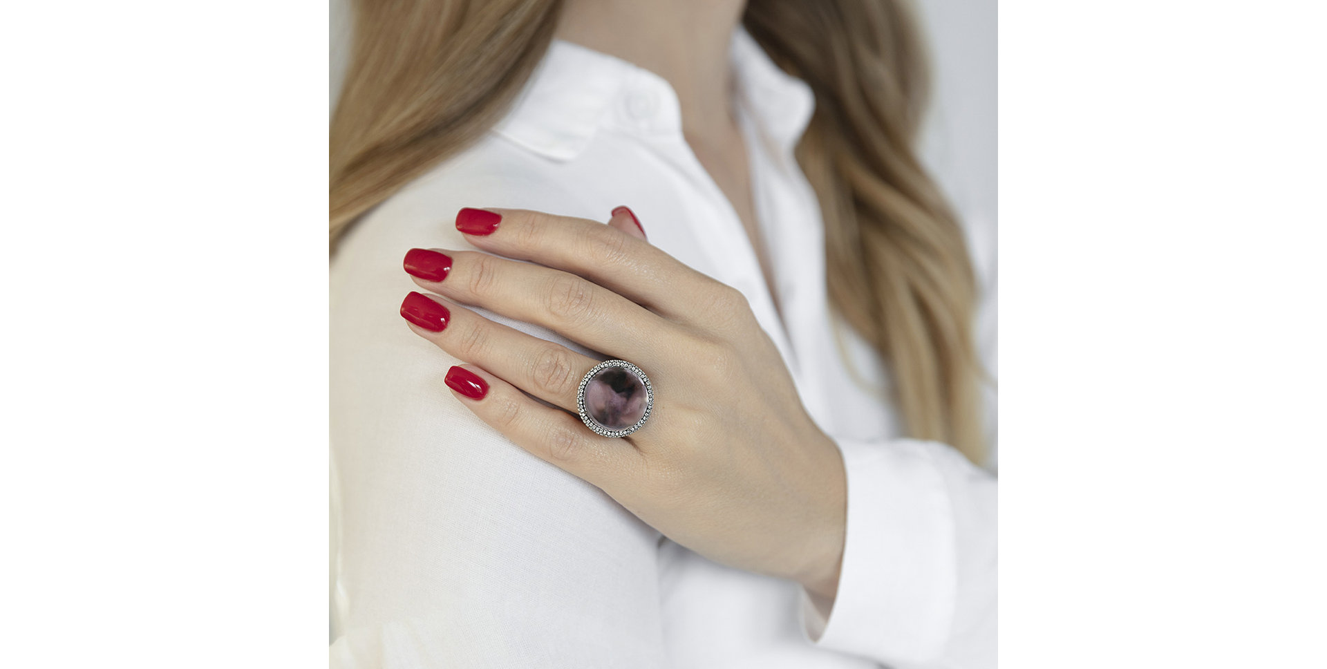 Prsteň s ametystom a diamantmi Charline