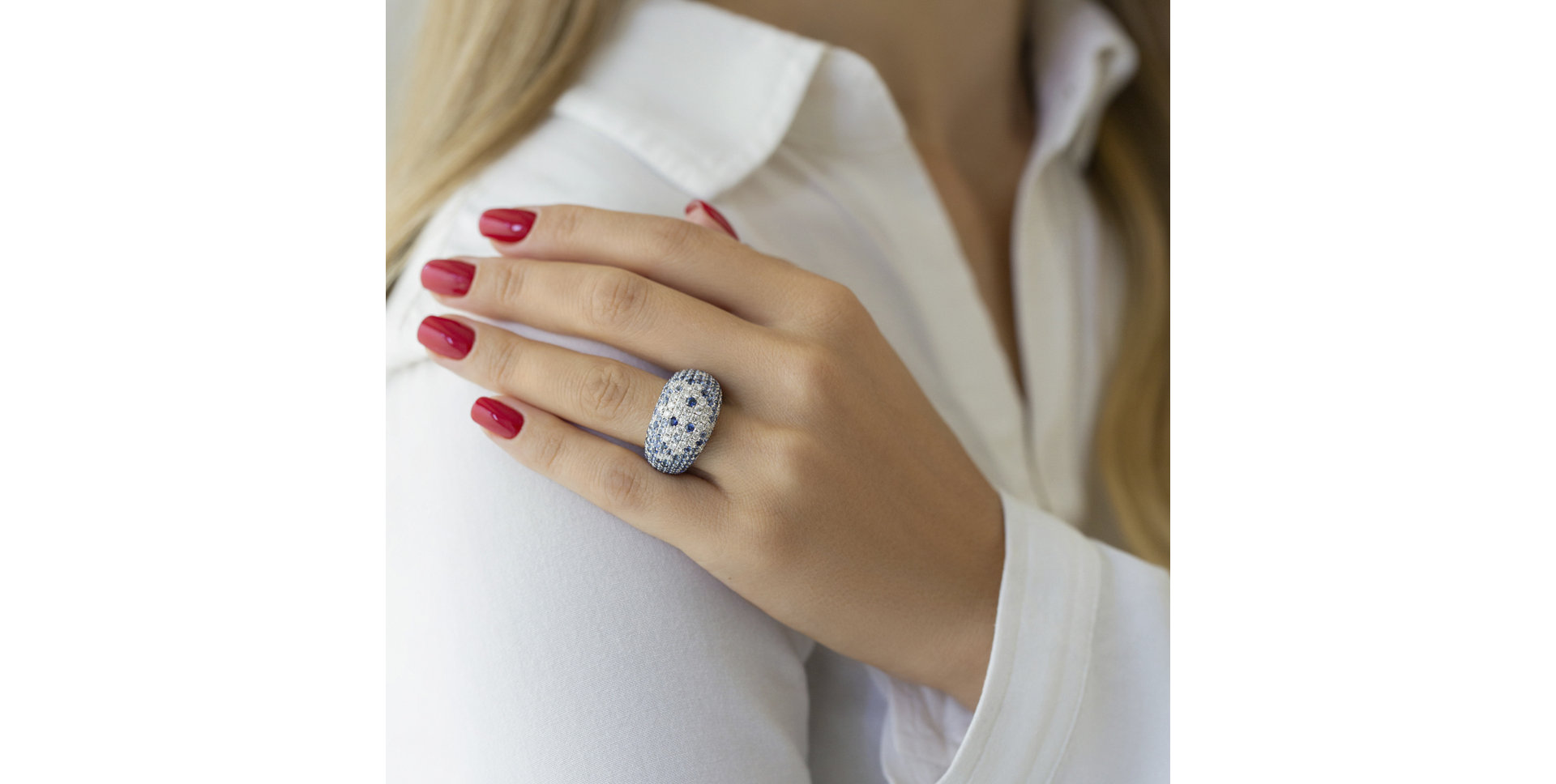 Prsteň s diamantmi a zafírmi Belva