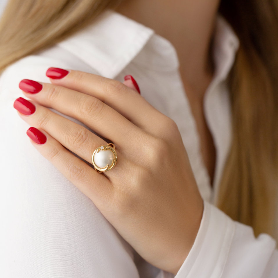 Prsteň s perlou a diamantom Pearl Sadness