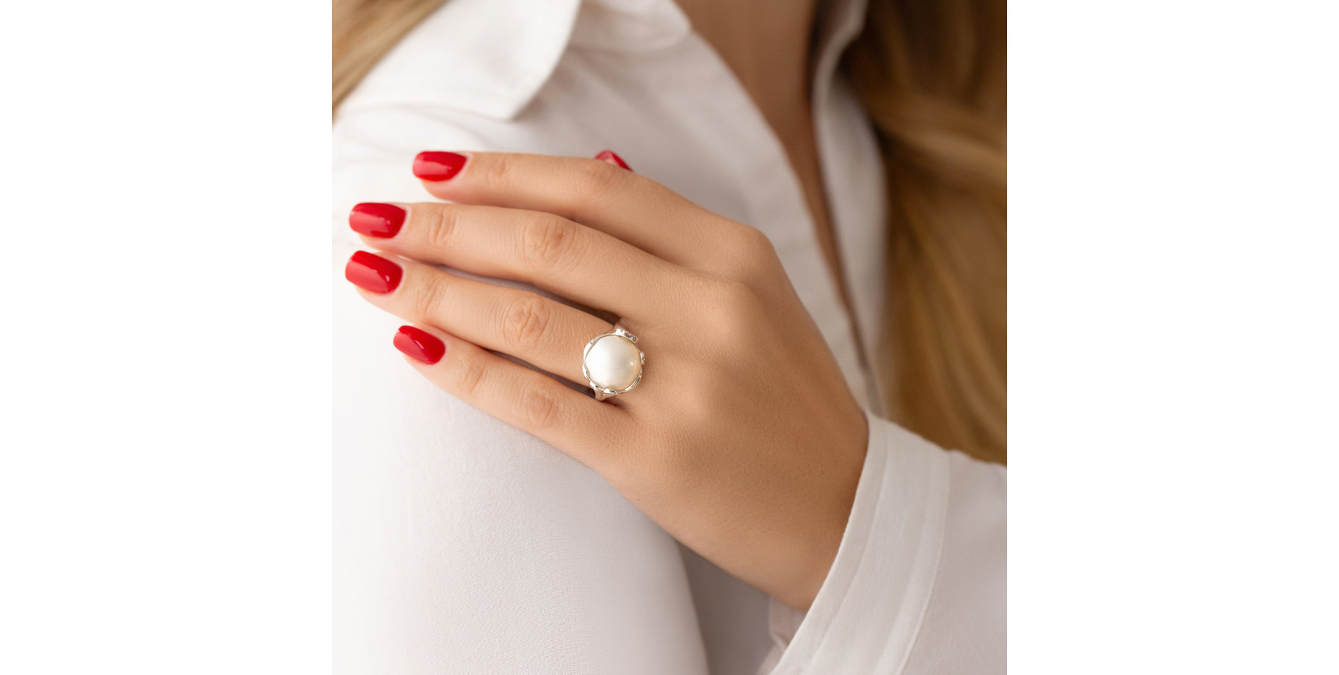 Prsteň s perlou a diamantmi Enchanted Pacific