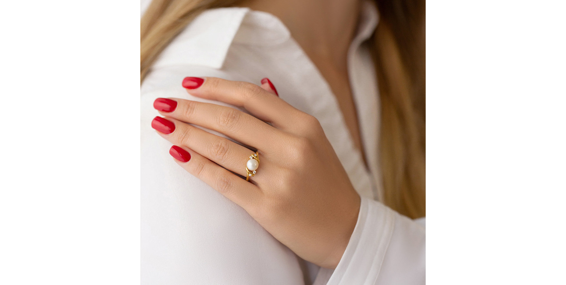 Prsteň s perlou a diamantmi Devoted Coast