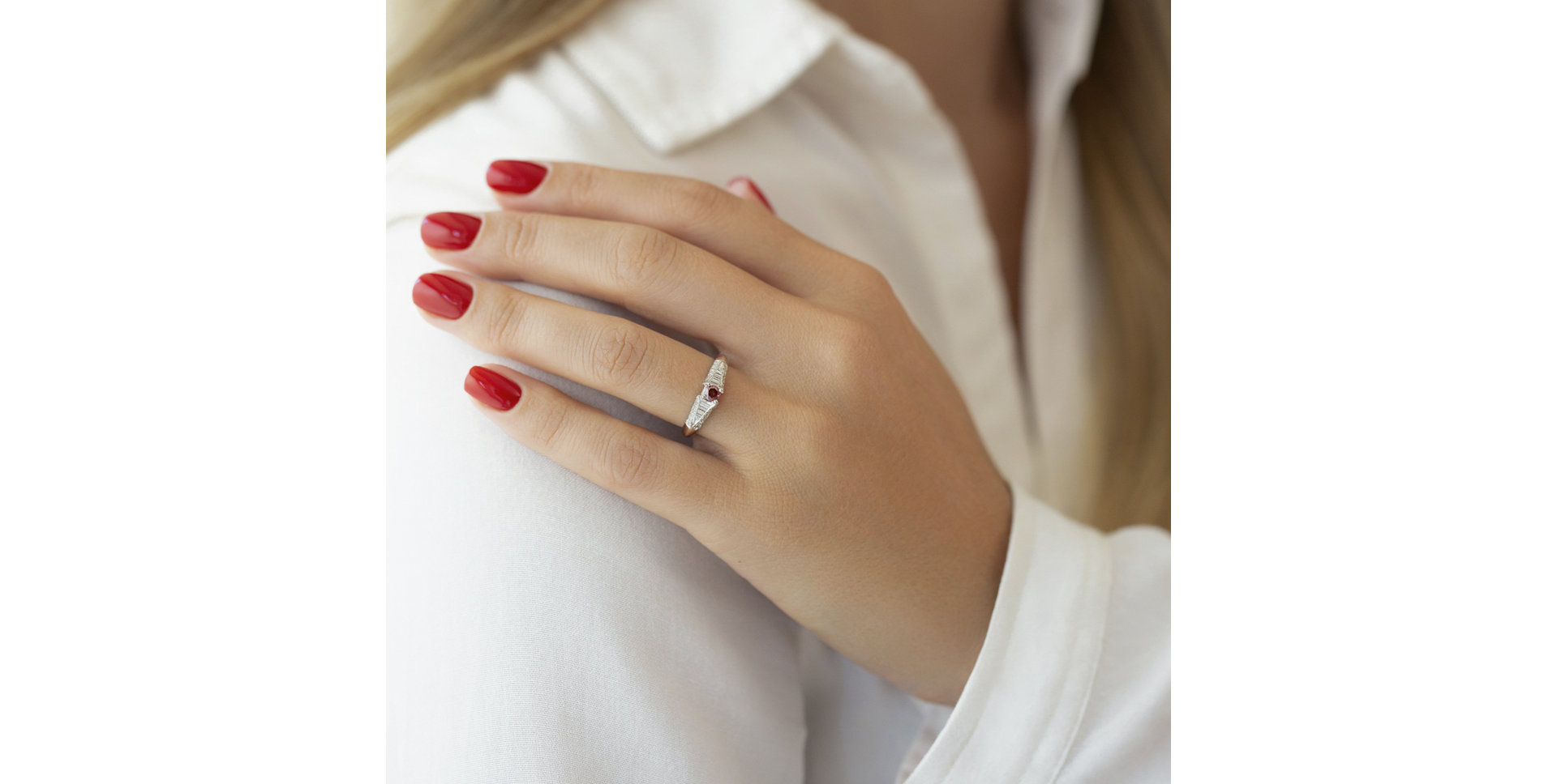 Prsteň s ružovými a bielymi diamantmi In Love