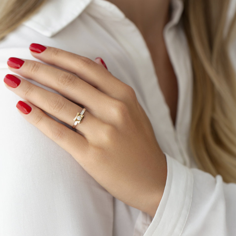 Prsteň s diamantom Square Love