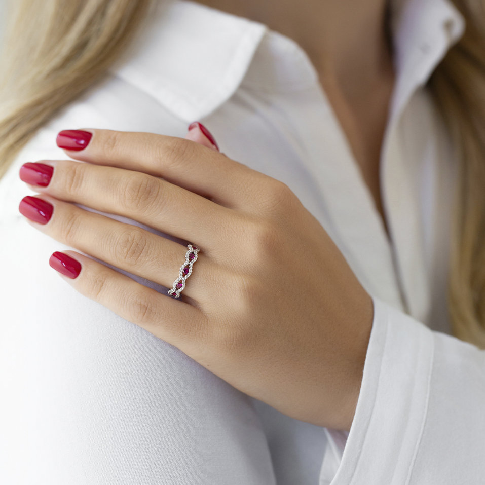 Prsteň s diamantmi a rubínmi Phoenix