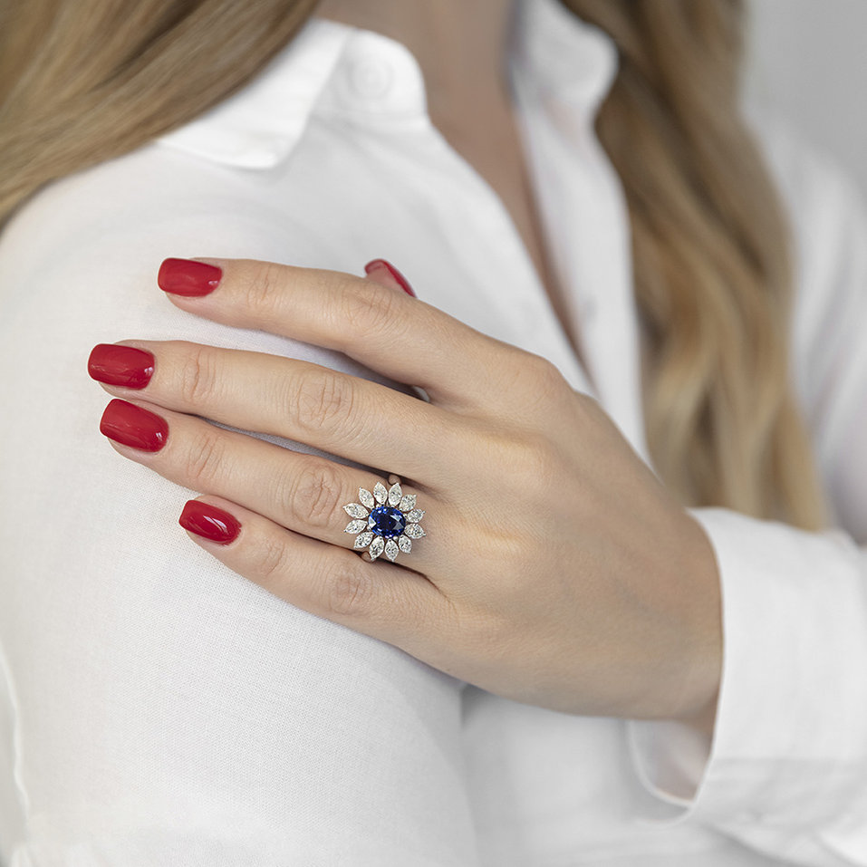 Prsteň s zafírom a diamantmi Galaxy Star