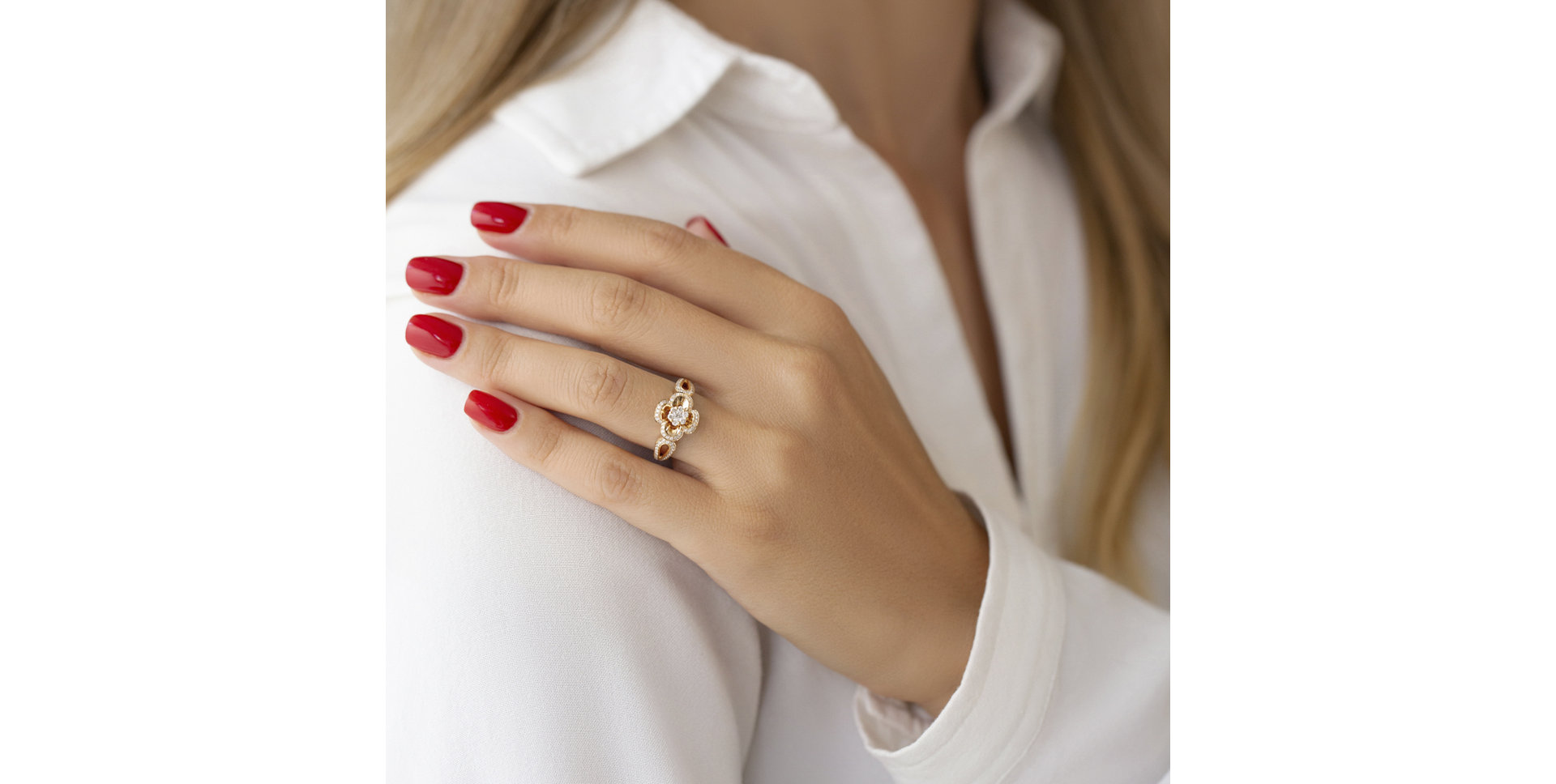 Prsteň s diamantmi Sunny Flower