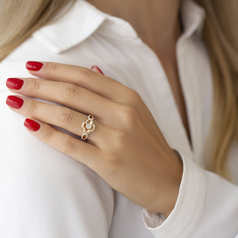 Prsteň s diamantmi Sunny Flower