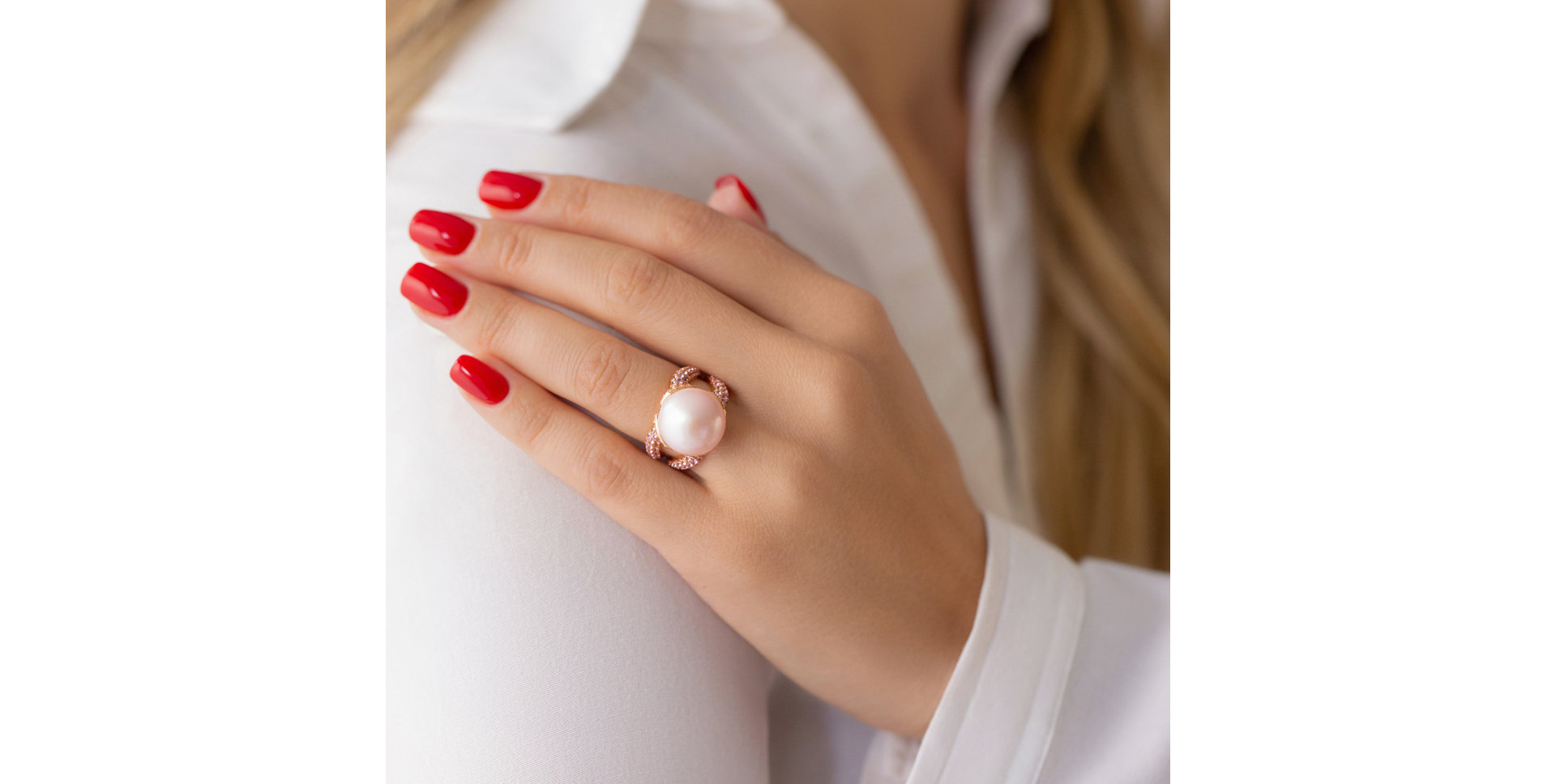 Prsteň s perlou a zafírmi Queen of Atlantic