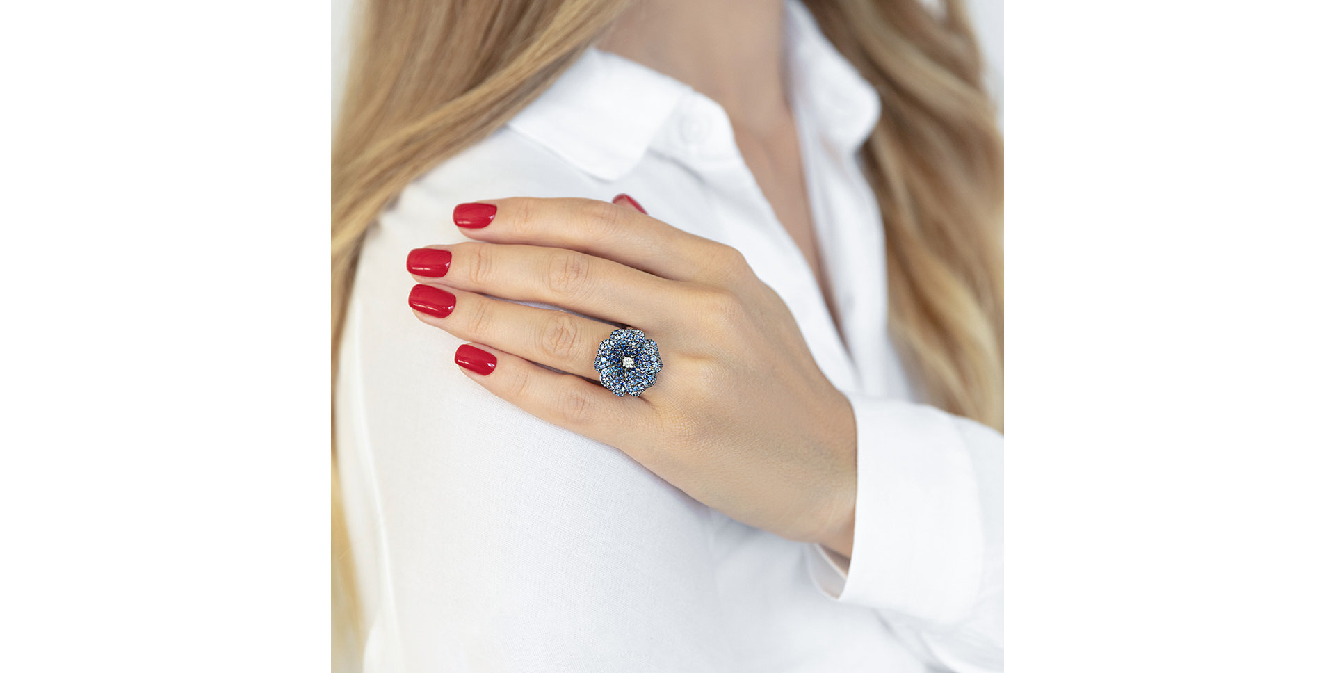 Prsteň s diamantmi a zafírmi Blue Jasmin