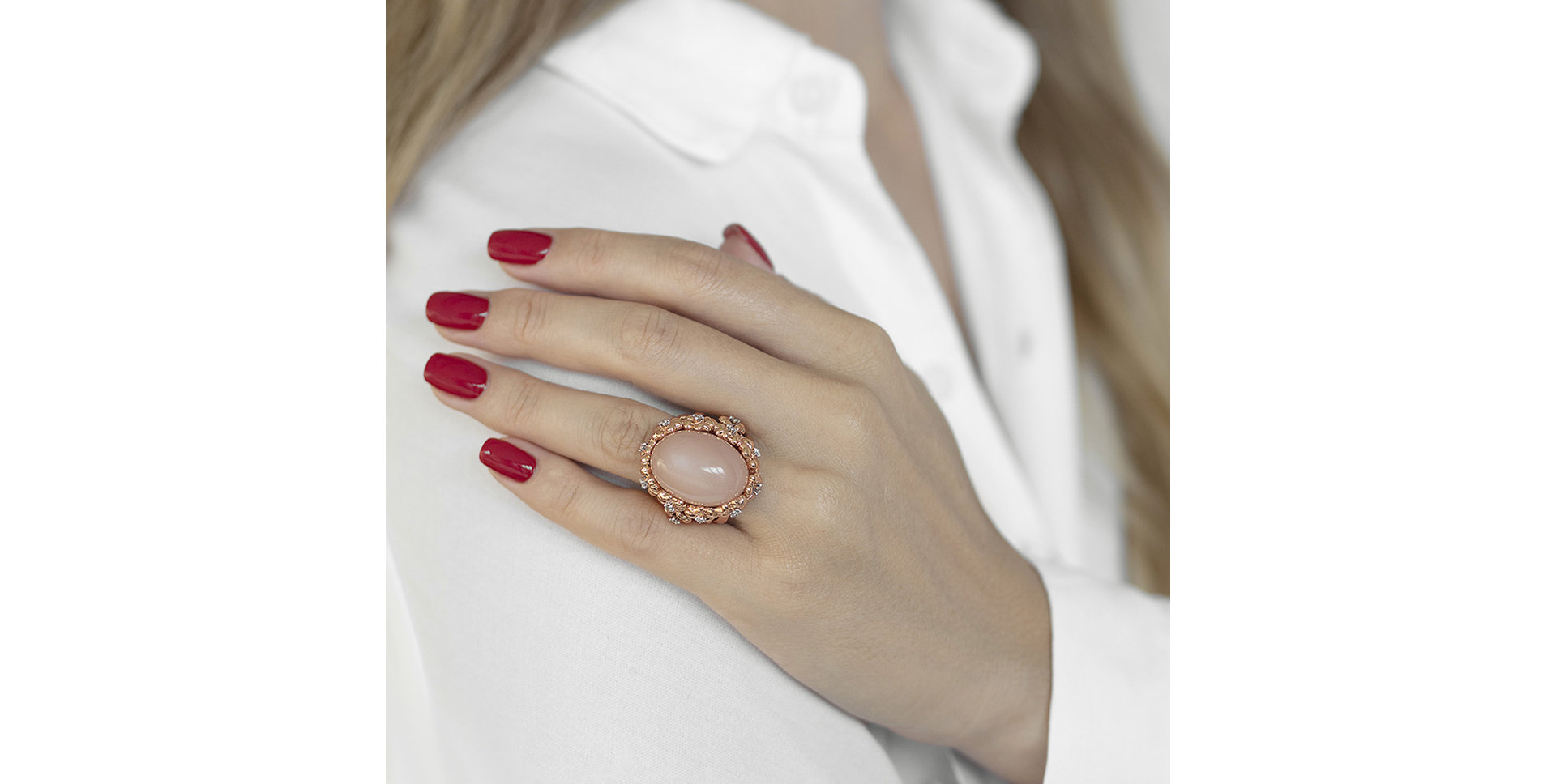 Prsteň s mesačným kameňom a diamantmi Heat Wave