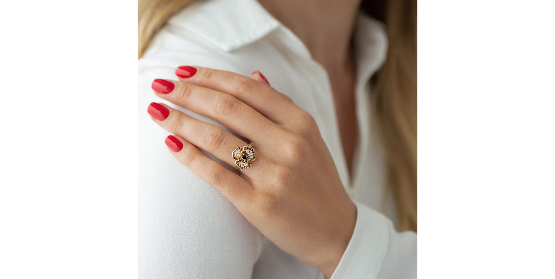 Prsteň s čiernymi diamantmi Moonlight Orchid