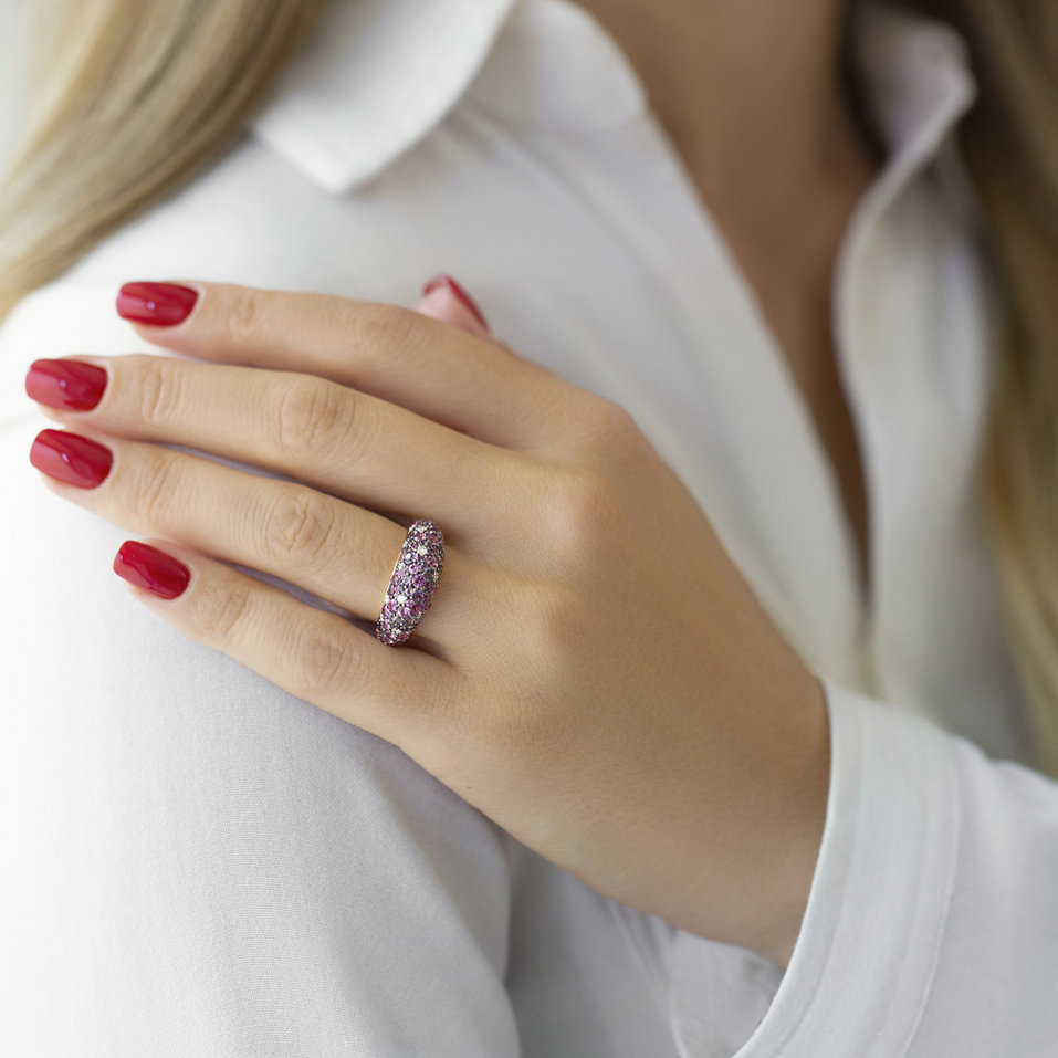 Prsteň s diamantmi, ametystmi a zafírmi Adeline