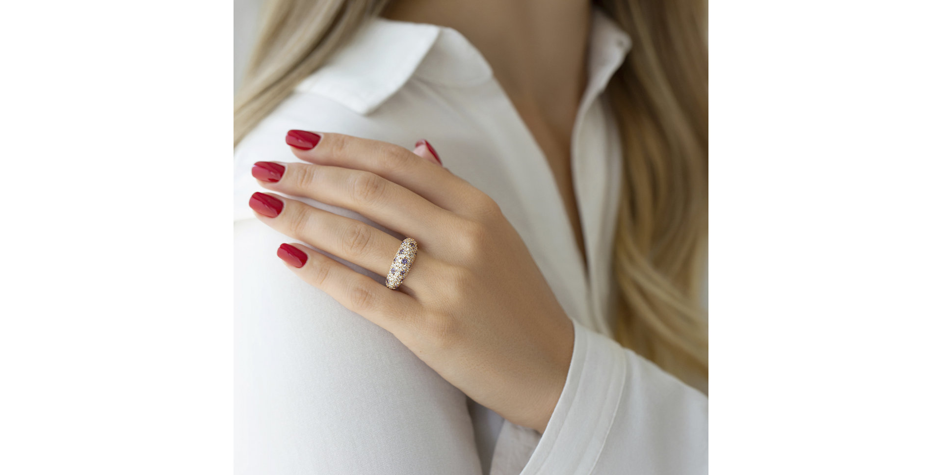 Prsteň s diamantmi a zafírmi Adeline