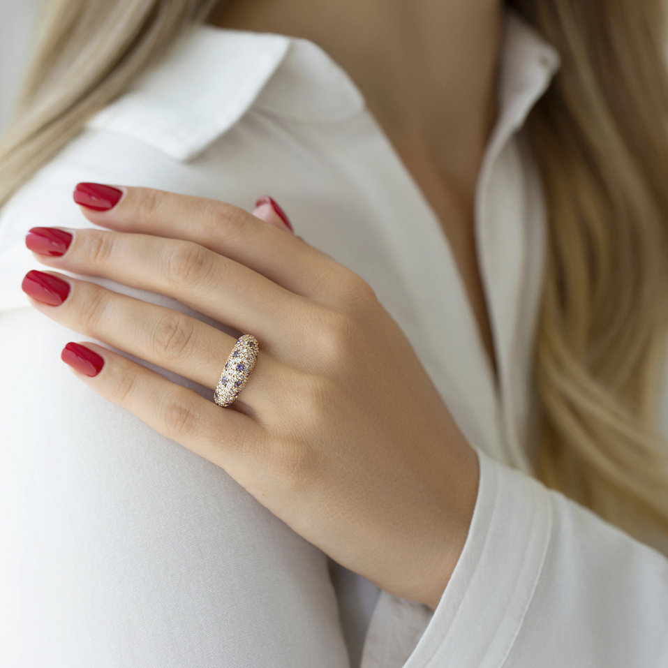 Prsteň s diamantmi a zafírmi Adeline