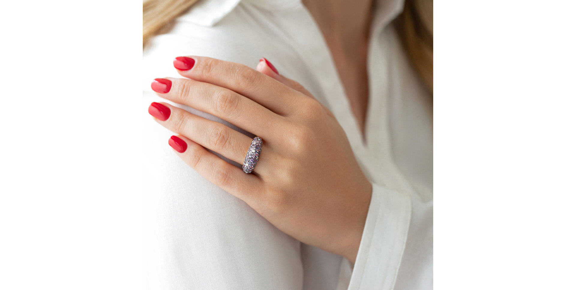 Prsteň s diamantmi a zafírmi Adeline