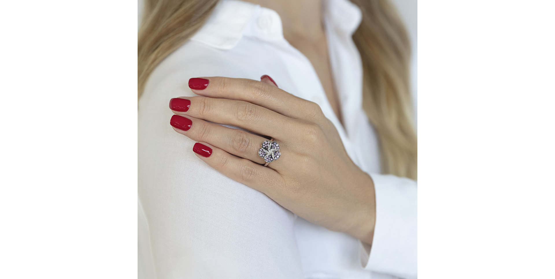 Prsteň s diamantmi a zafírmi Poetic Orchid