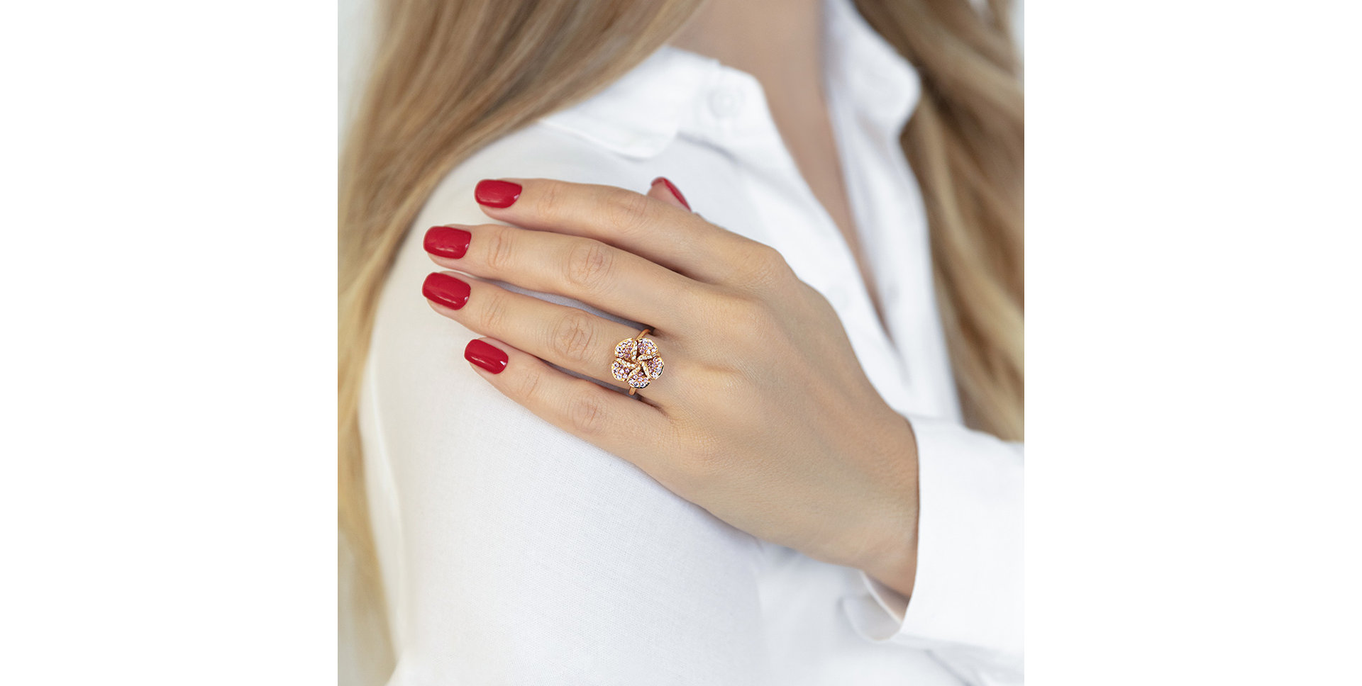 Prsteň s diamantmi a zafírmi Poetic Orchid