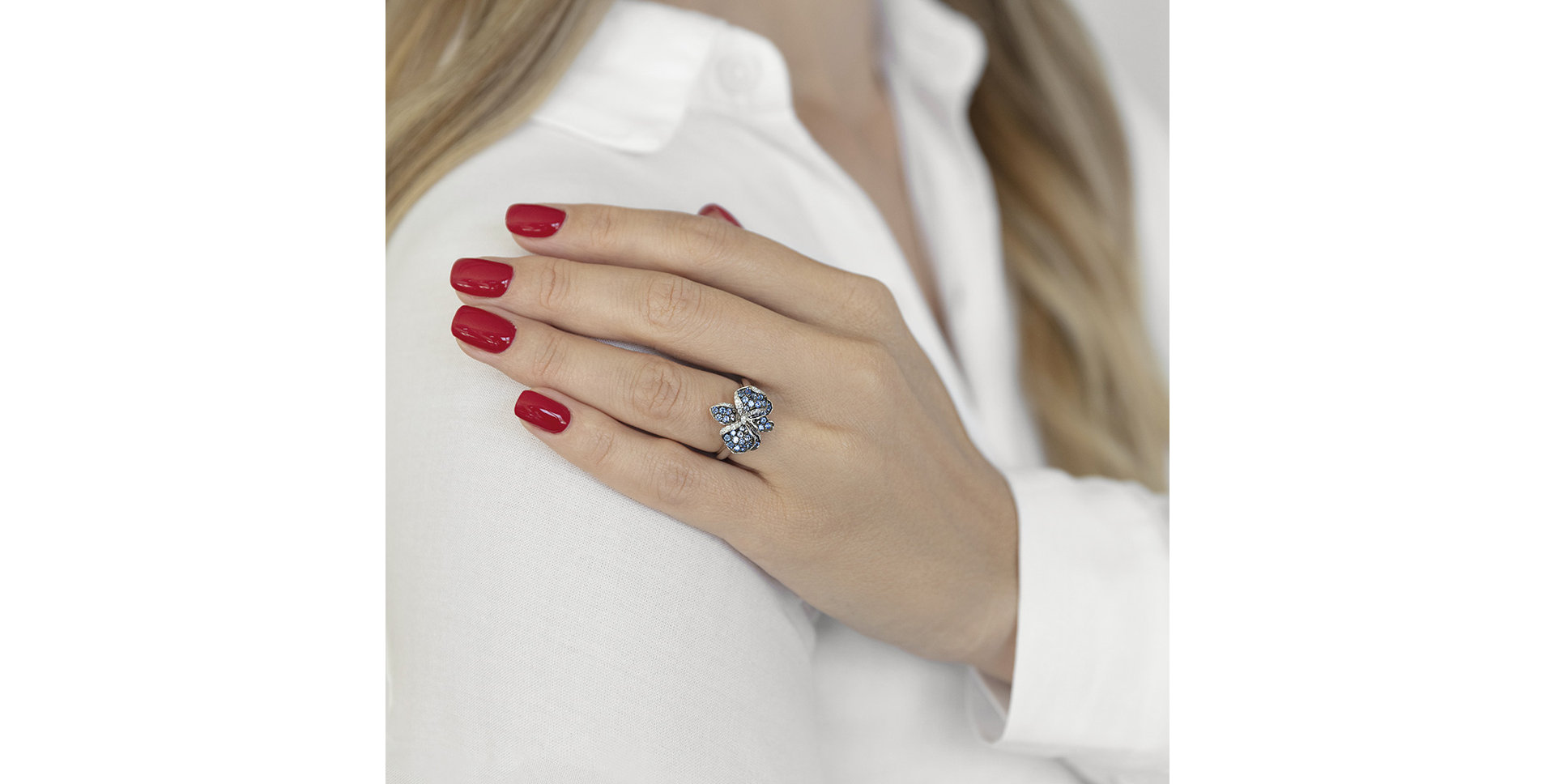 Prsteň s diamantmi a zafírmi Noble Orchid